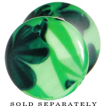 0 Gauge Green Acrylic Four Leaf Clover Field Saddle Plug