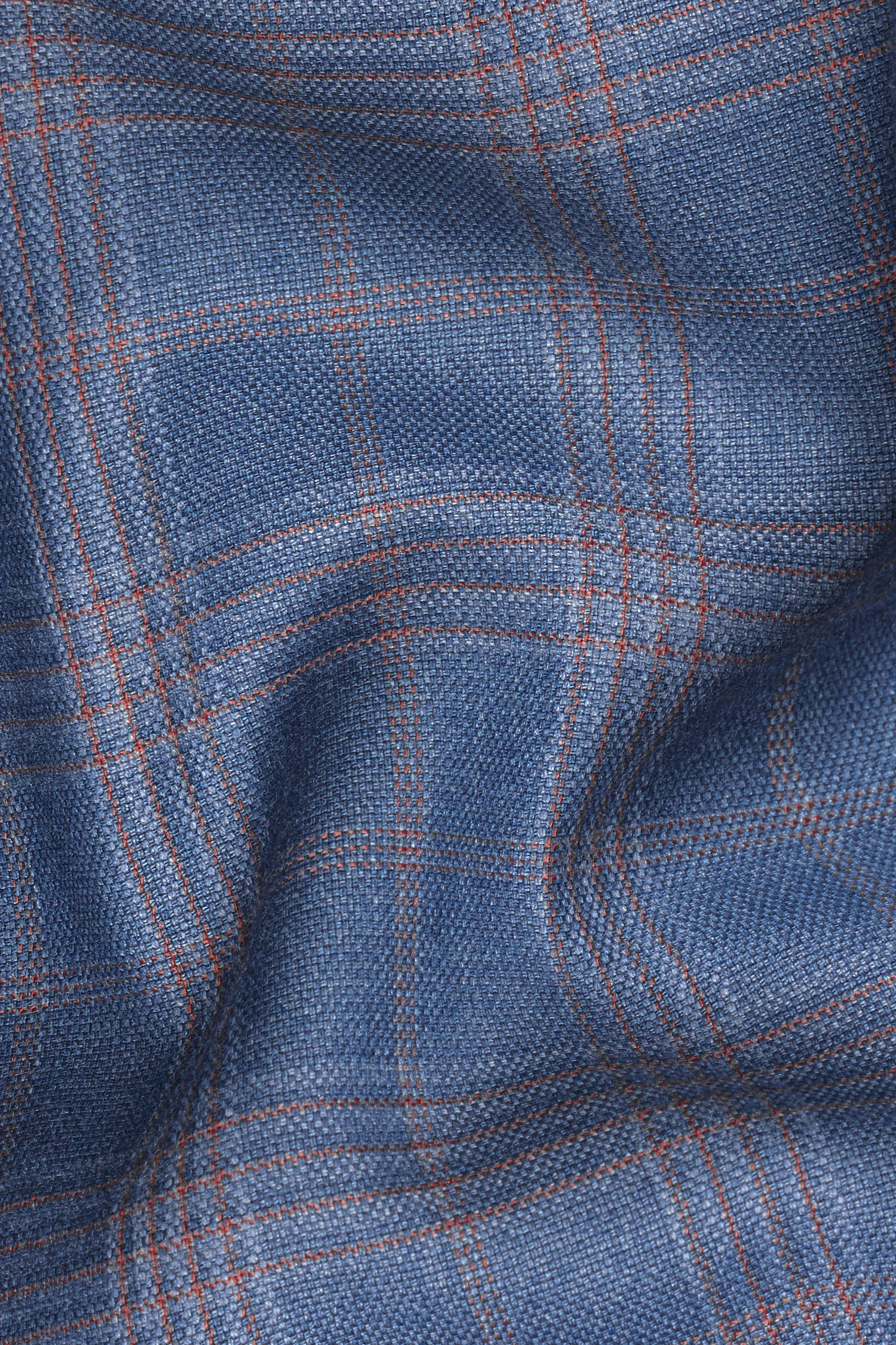 Alaskan Blue and Nevada Brown Plaid Wool Rich Designer Blazer