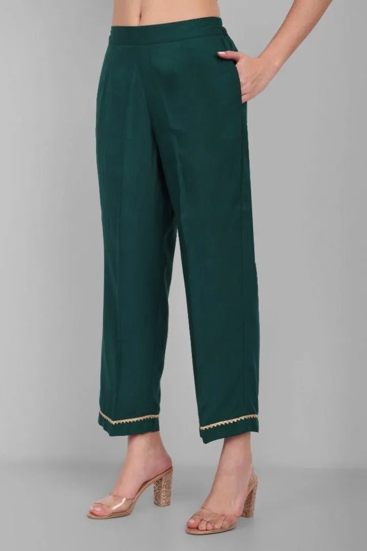 Amreen Dark Green Angrakha Pant and Dupatta