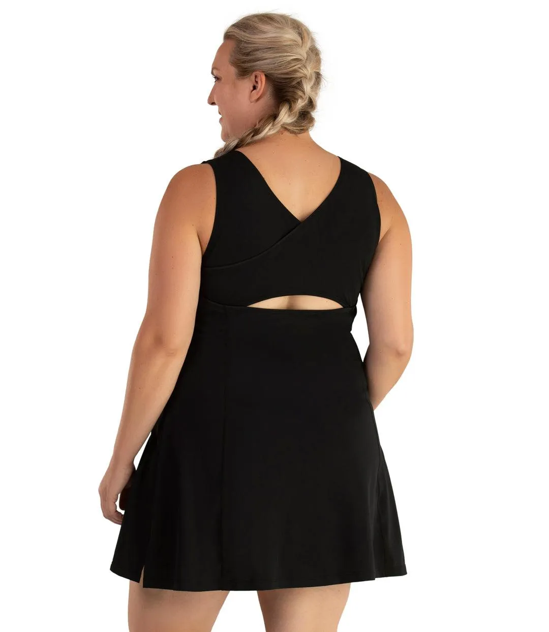 AquaSport Crossback Swim Dress Pacific Blue Black - FINAL SALE