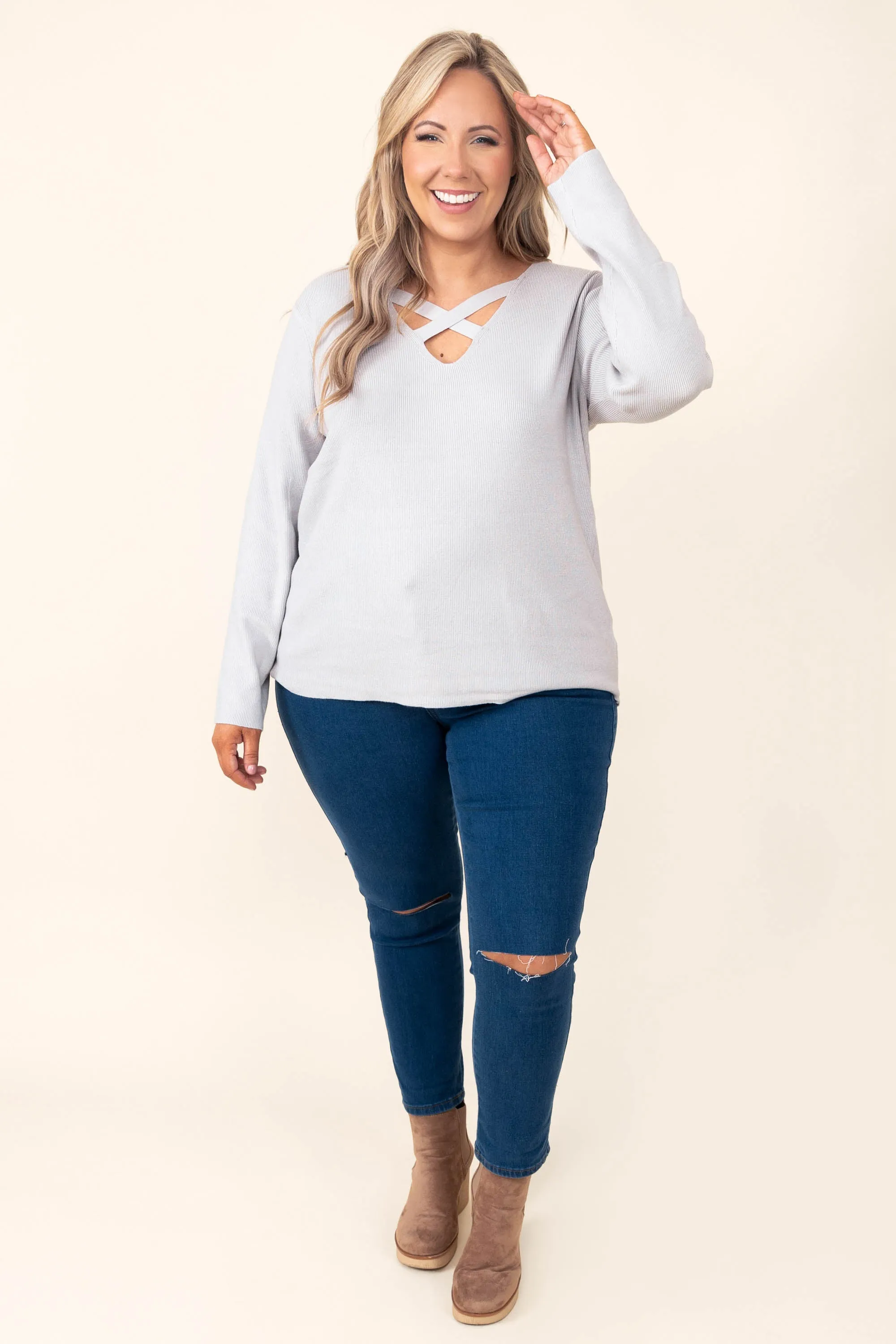 Away With Grace Sweater, Gray