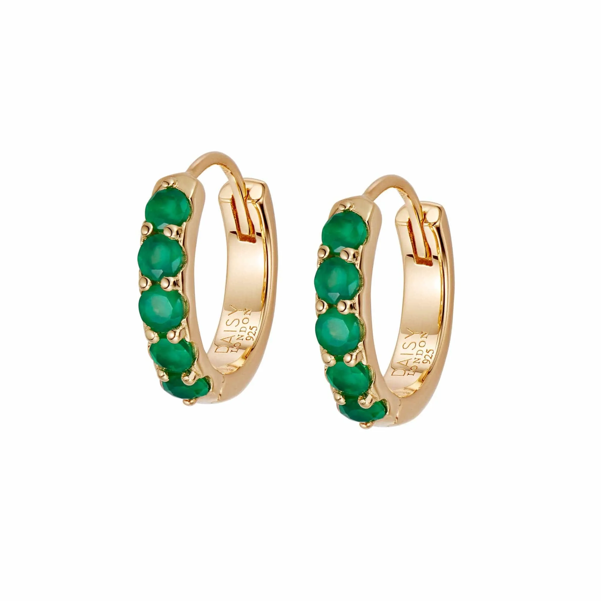 Beloved Green Onyx Huggie Earrings 18ct Gold Plate