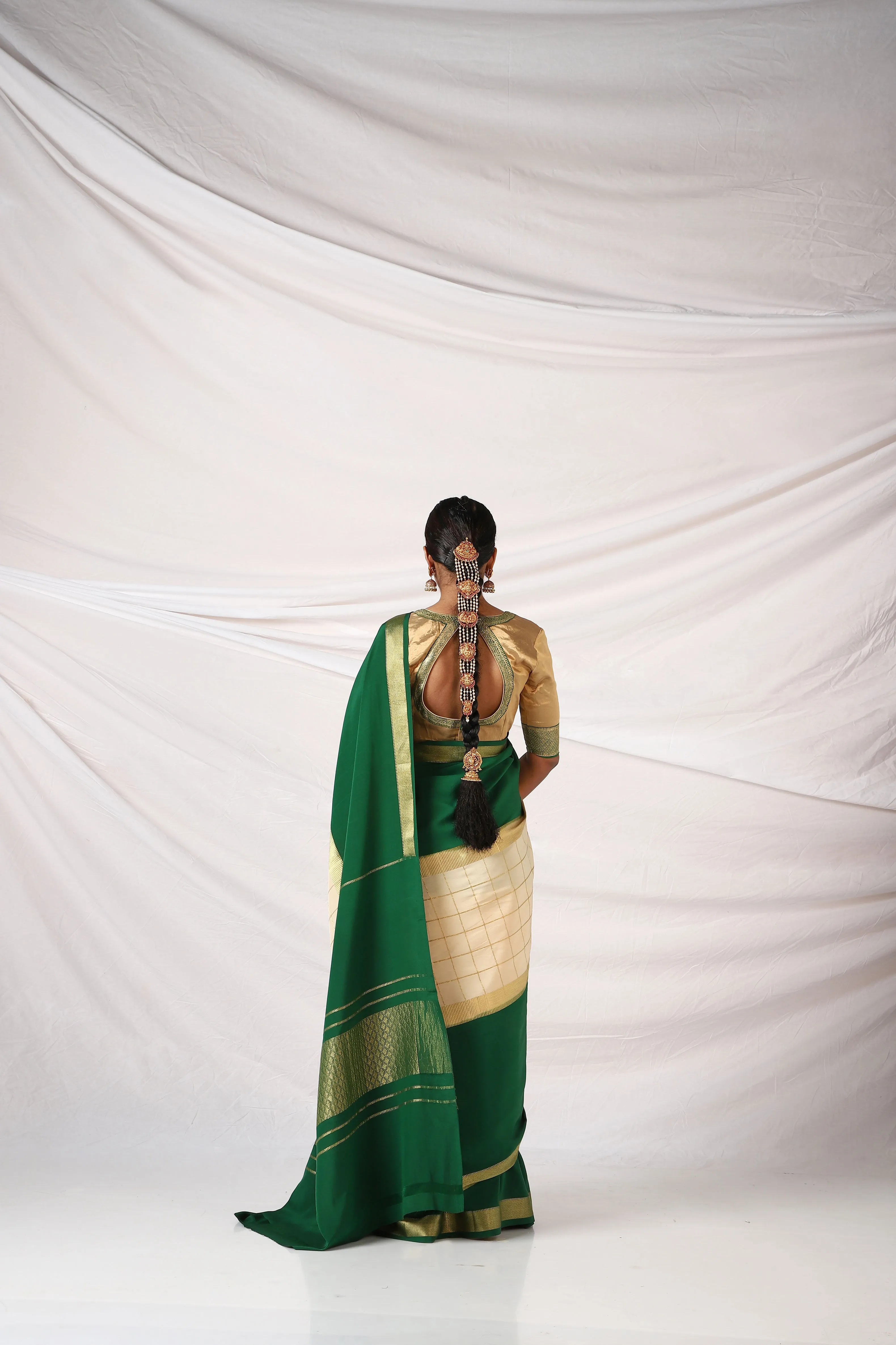 Bottle Green x Wood Ash Devi Saree