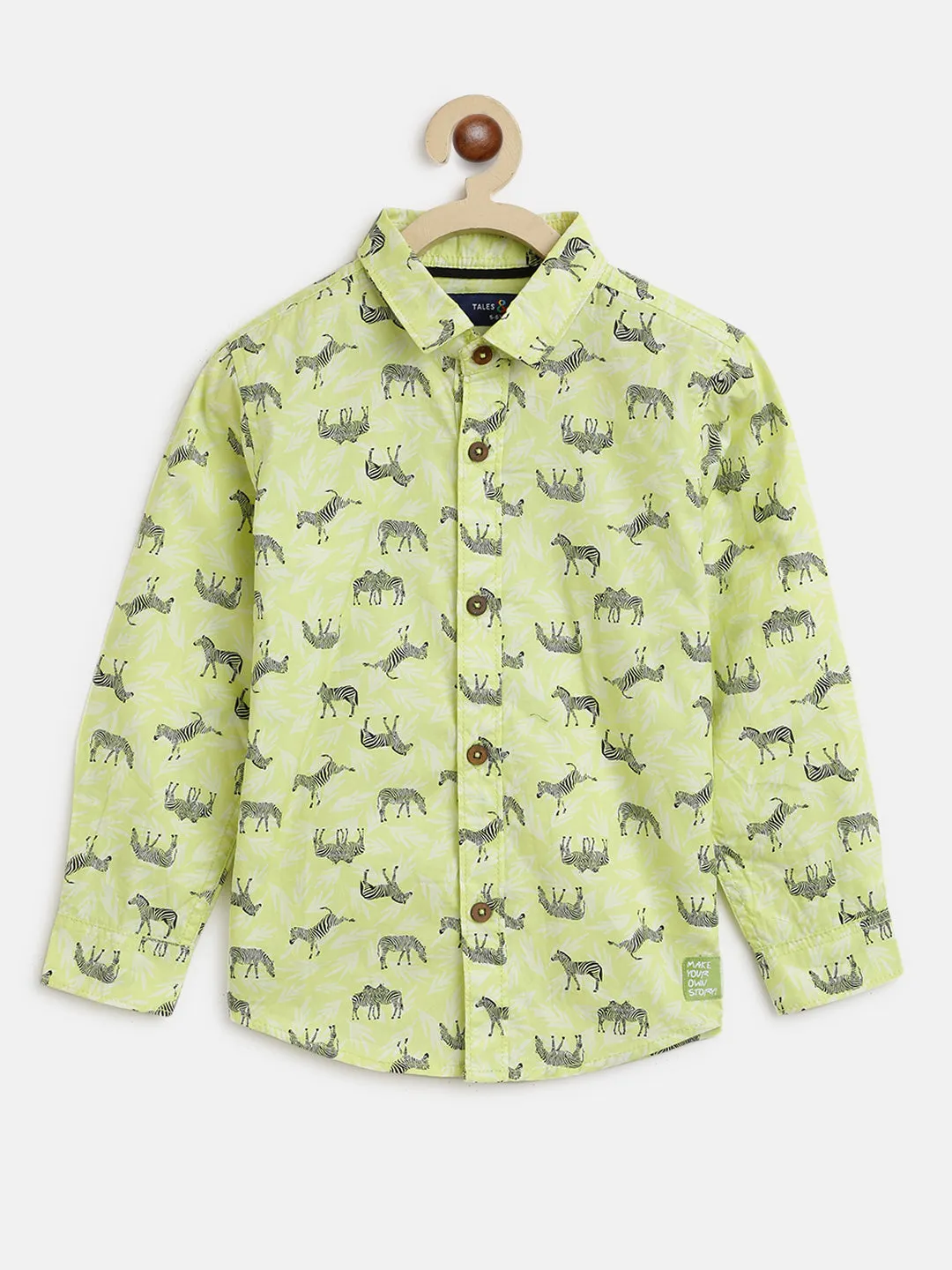 Boys Neon Green Animal Print Shirt
