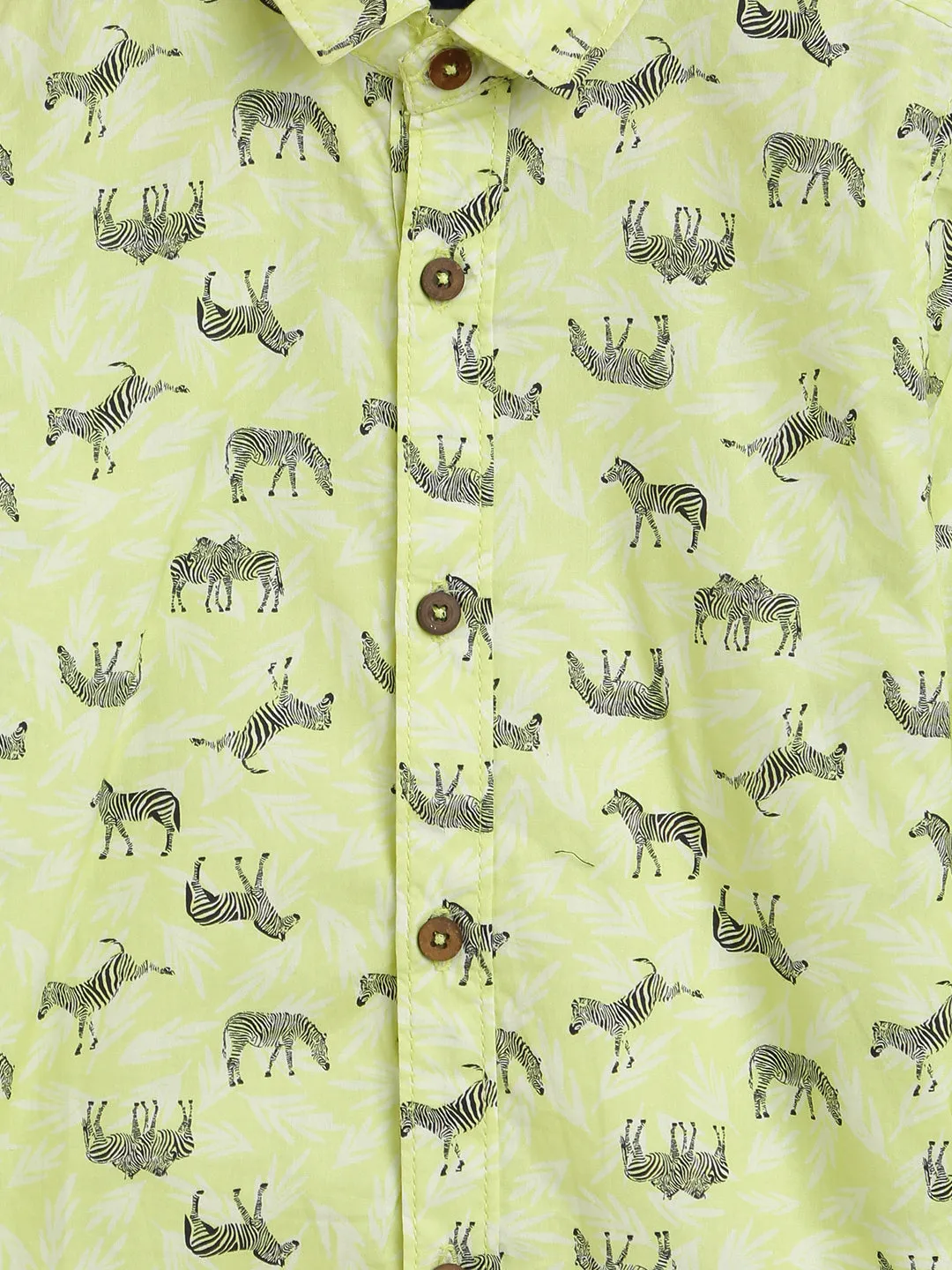 Boys Neon Green Animal Print Shirt