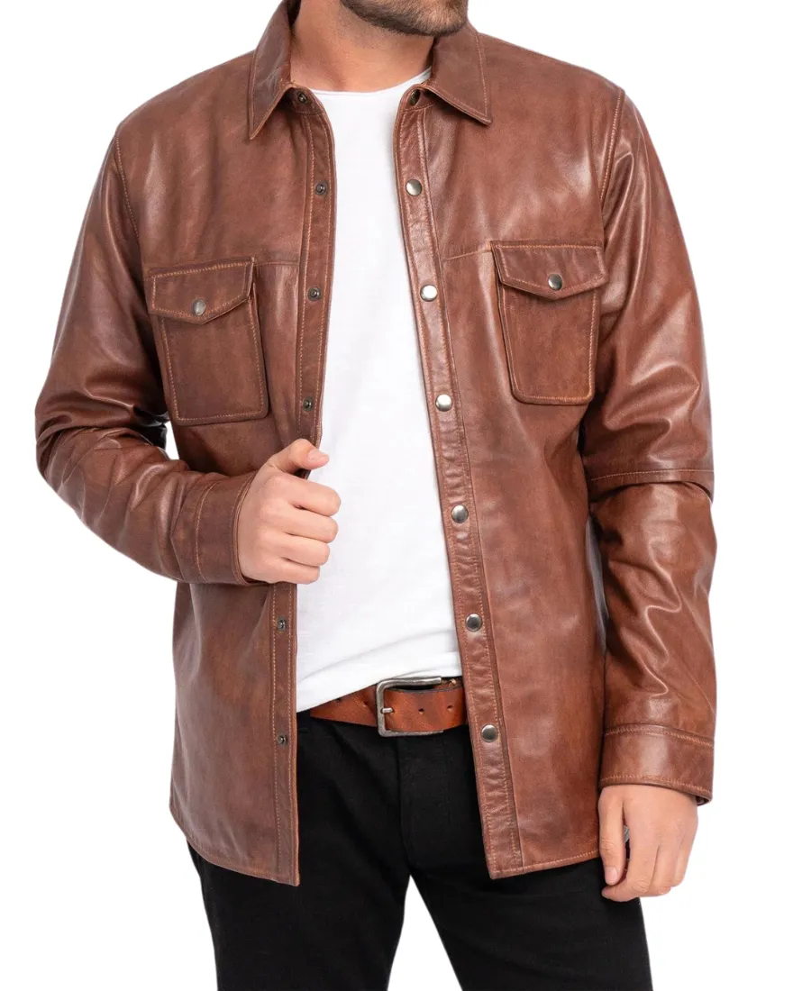 Brown Leather Shirt