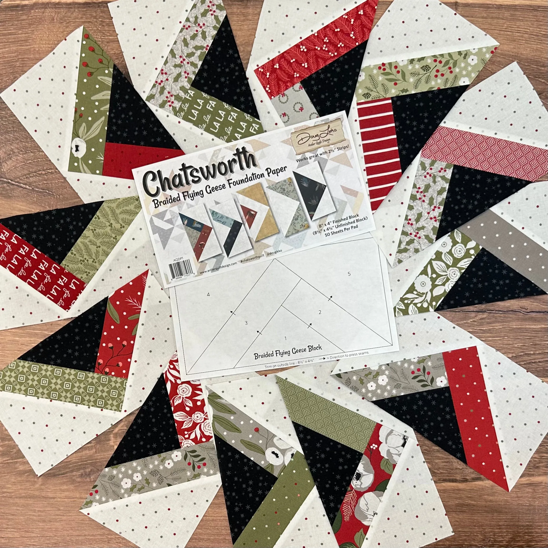 Chatswoth Braided Flying Geese Foundation Paper