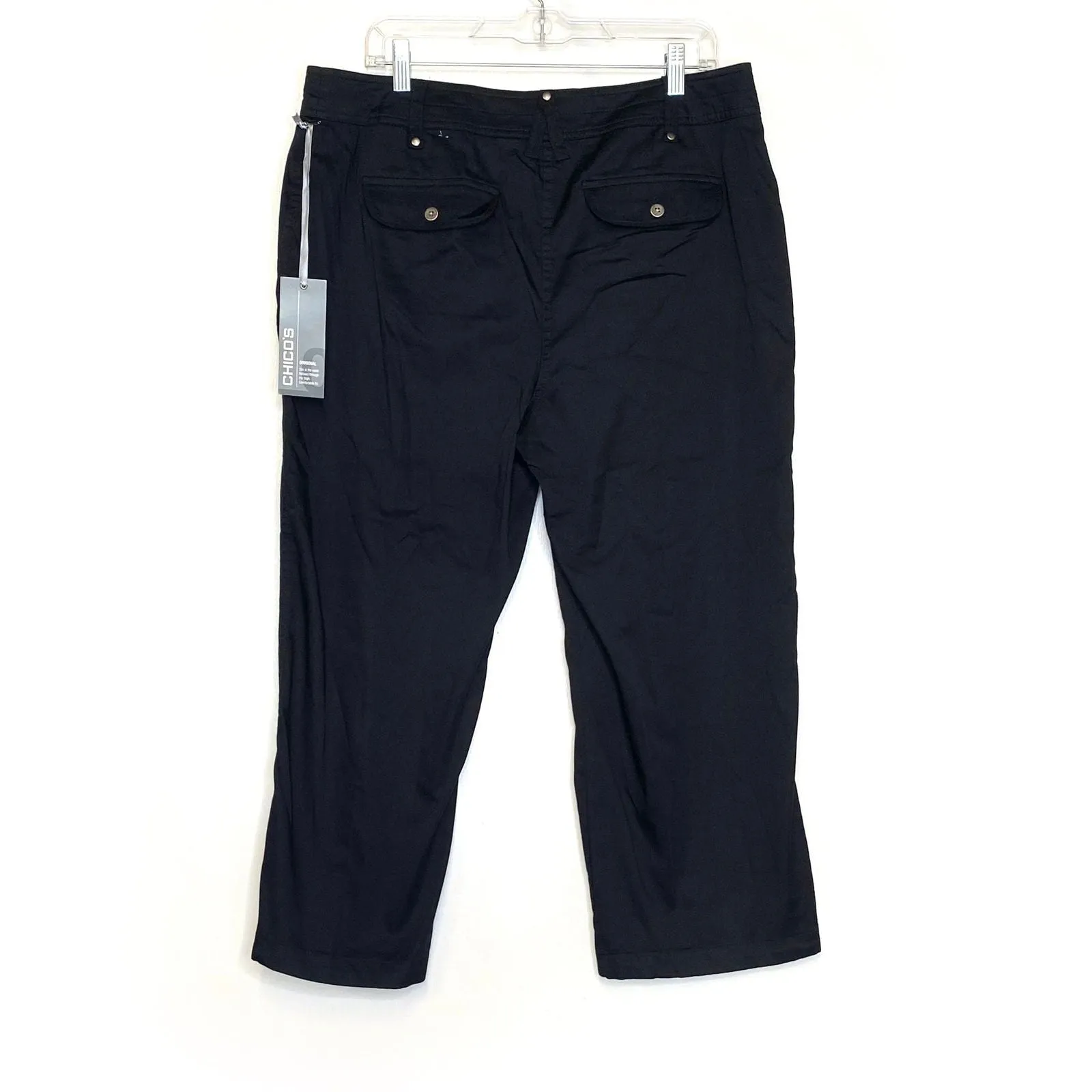 Chicos Womens Size 3 Ocean Beach Crop Pants, Black - NWT