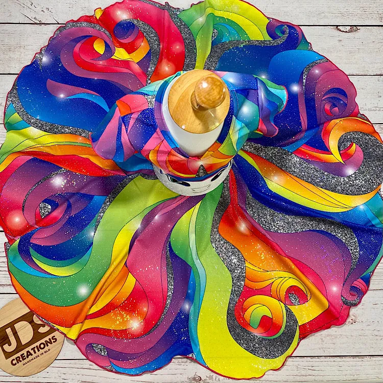 CUSTOM MADE Spandex full circle skater dress - Rainbow Unicorn