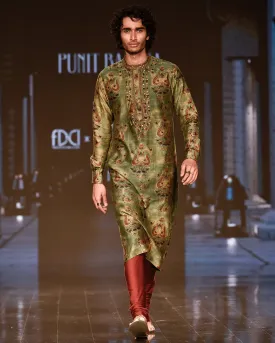 Dry Heena Green Printed Kurta With Churidar