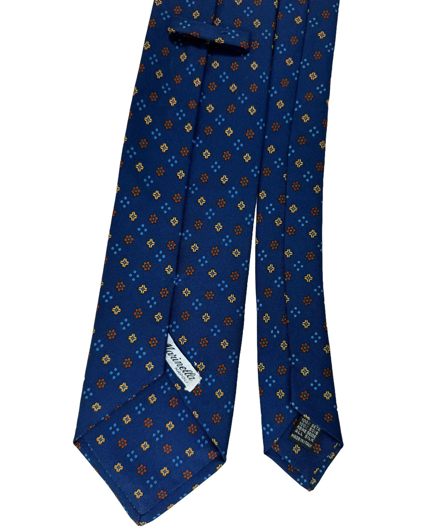 E. Marinella Tie Navy Blue Mini Flowers Design
