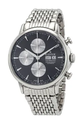 Edox Men's 01120-3M-GIN Les Bemonts Silver Stainless Steel Band Analog Watch Swiss Automatic Chronograph and Calendar