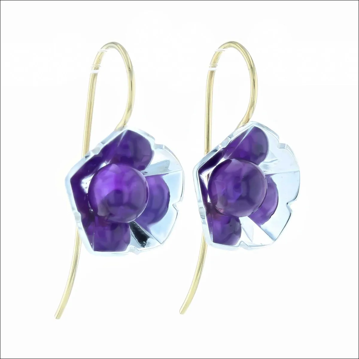 Eno Collection Mountain Laurel Amethyst Earrings Sterling Silver 18KY