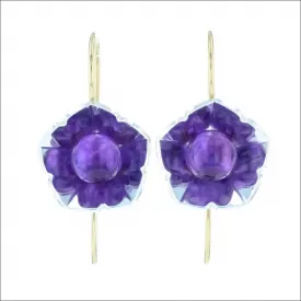 Eno Collection Mountain Laurel Amethyst Earrings Sterling Silver 18KY