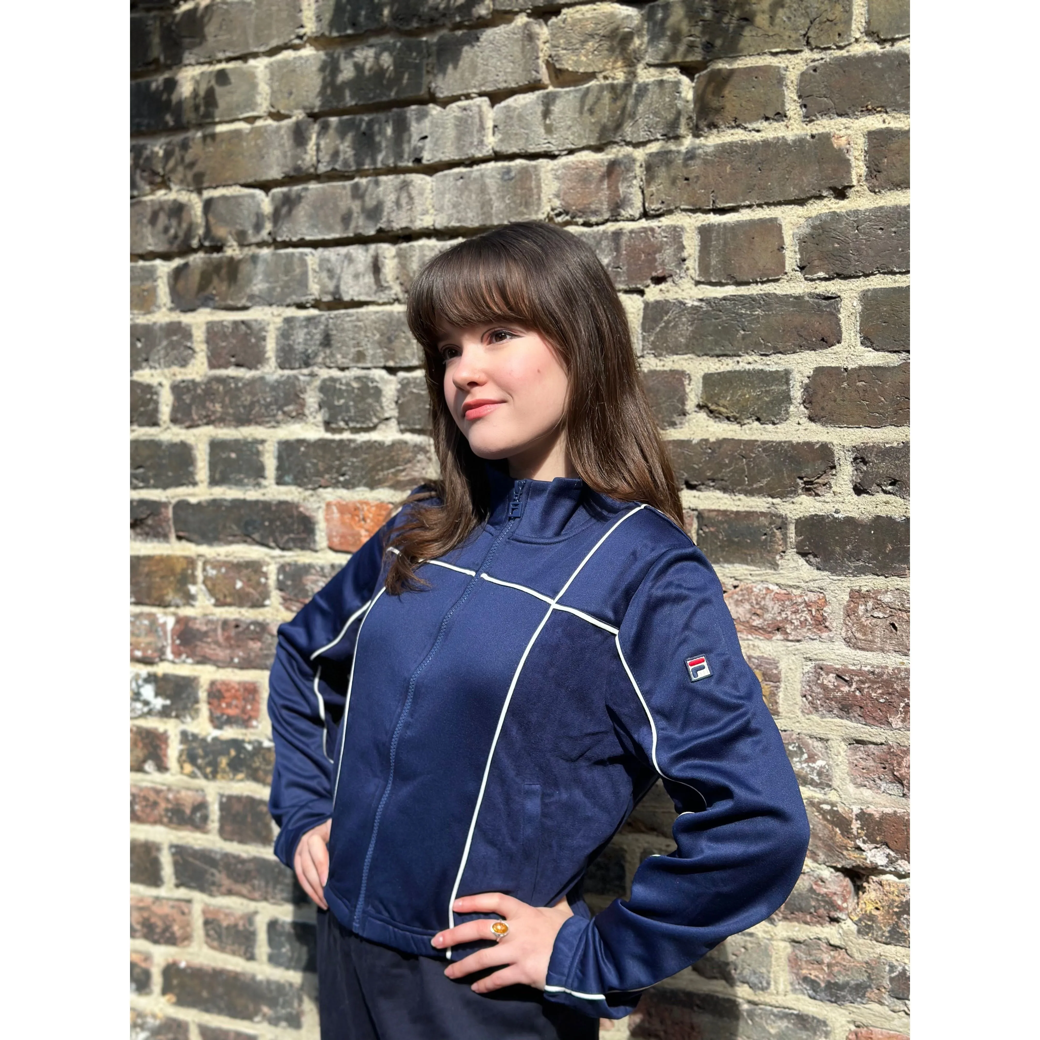 Fila Vintage - Women's Haiden Cropped Navy / Gardenia - Track Top