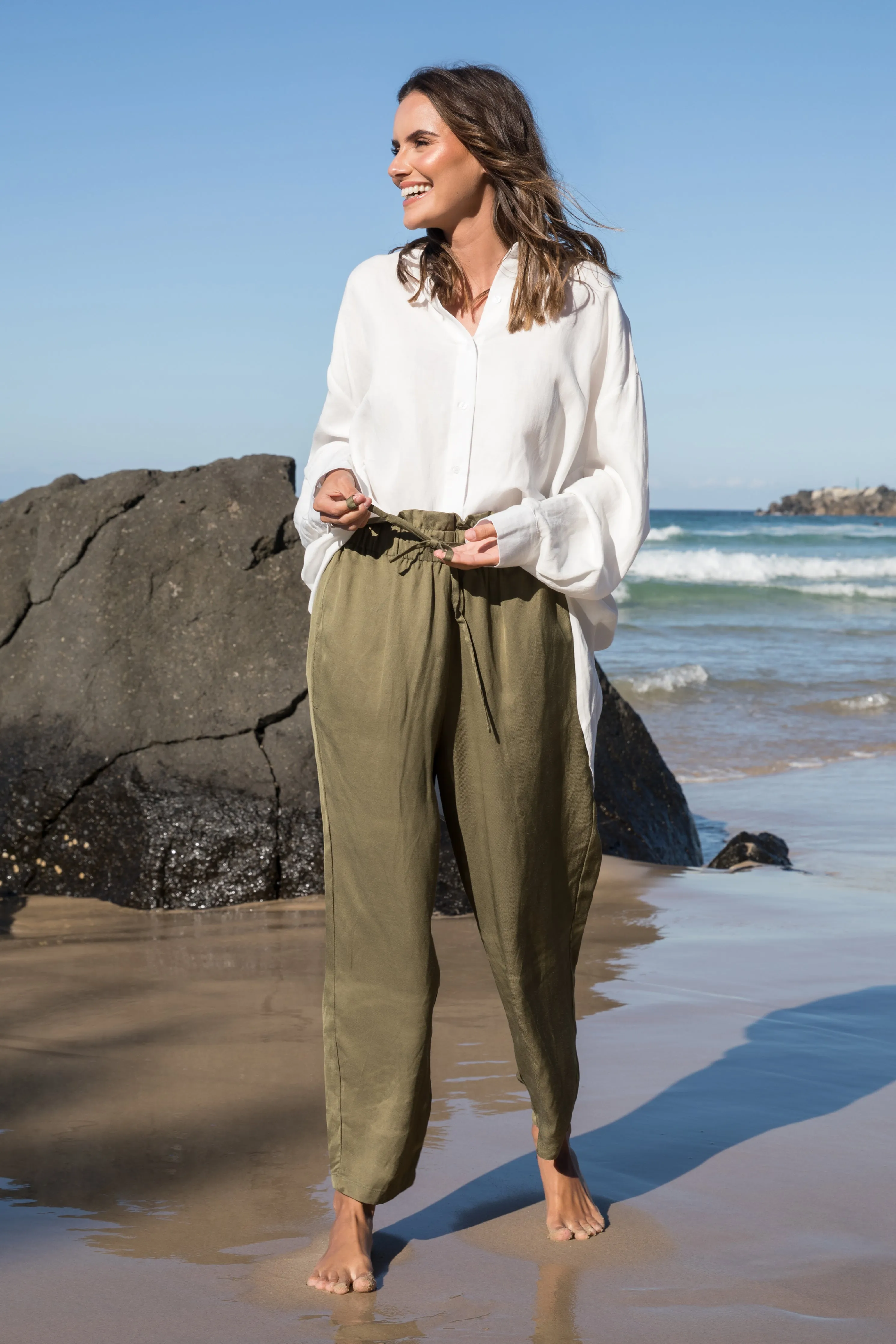 FINAL SALE Olivia Pant in Green Envy