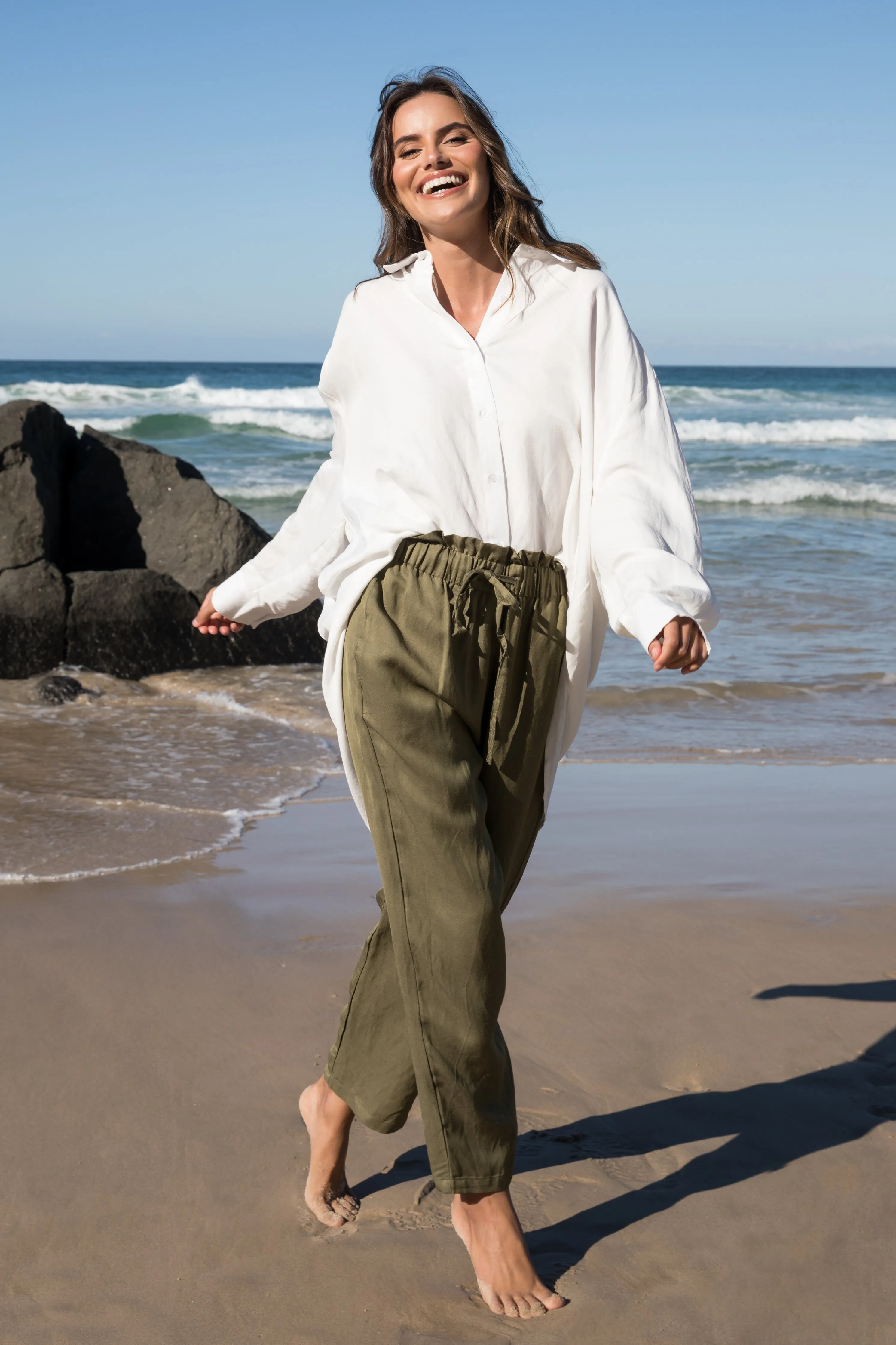 FINAL SALE Olivia Pant in Green Envy