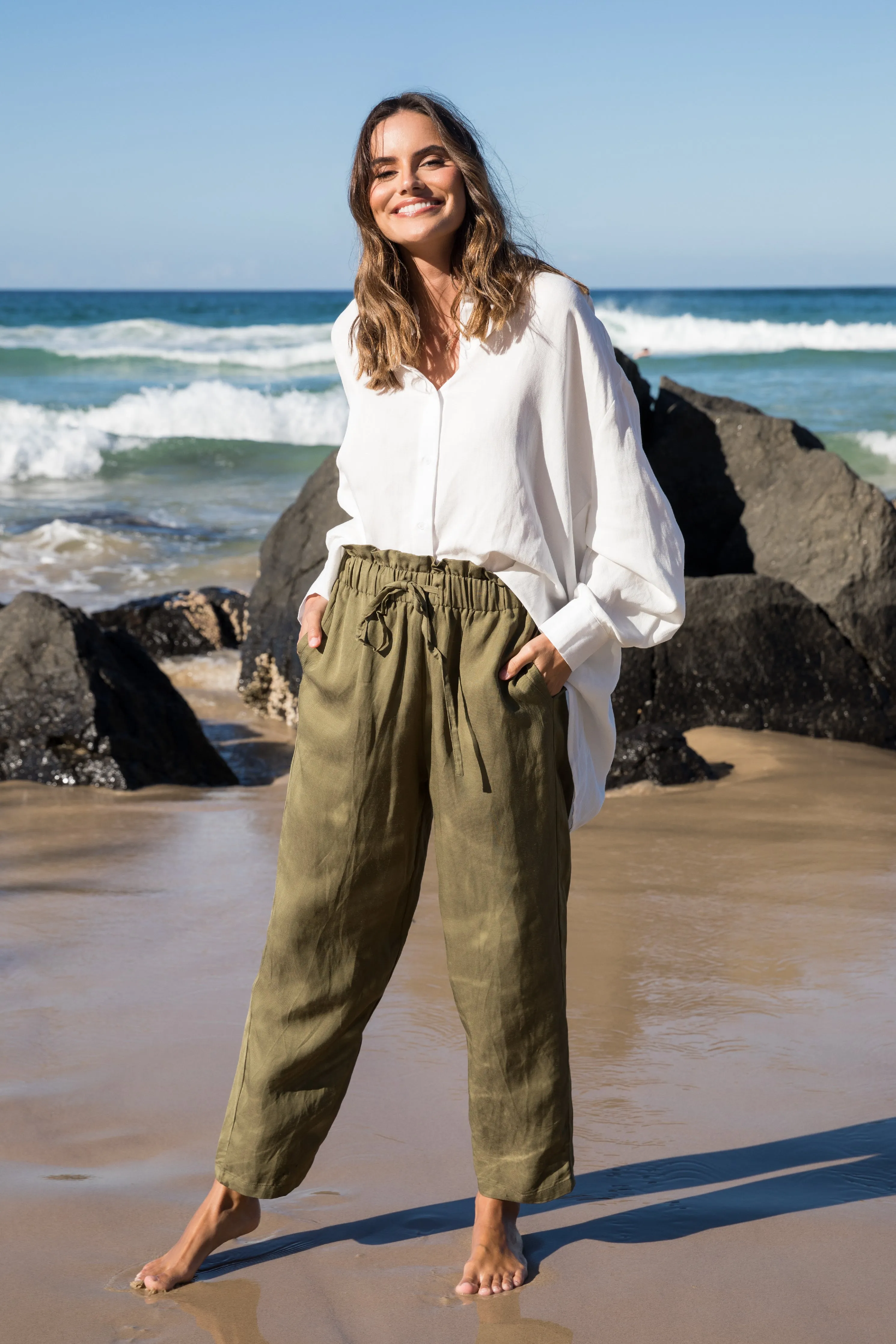 FINAL SALE Olivia Pant in Green Envy
