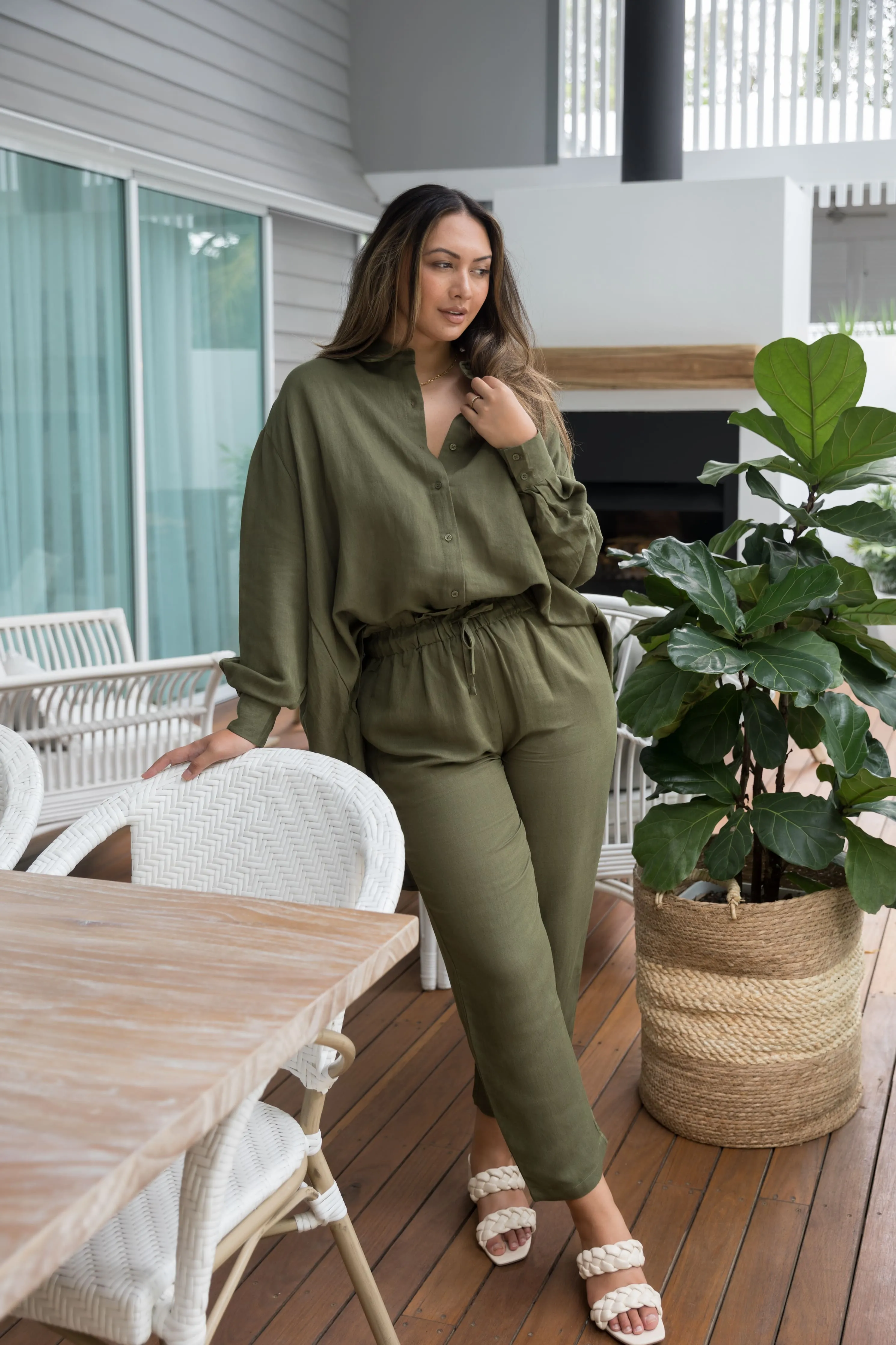 FINAL SALE Olivia Pant in Green Envy