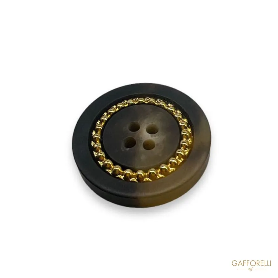 Four-hole Button with Gold Detail in Polyester- Art. D398 - Gafforelli Srl