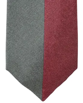 Gene Meyer Tie Gray Maroon Pink Design - Hand Made in Italy