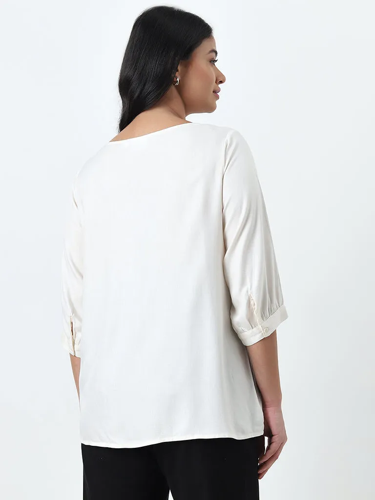 Gia Off-White Floral Embroidered Top
