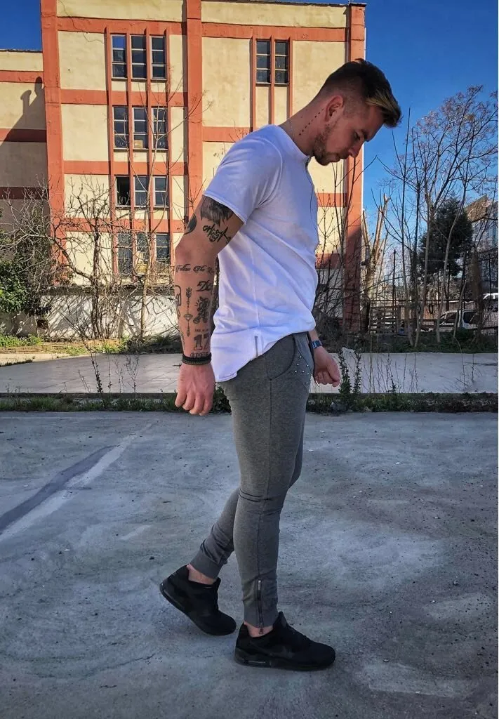 Gray Metal Studs Jogger Pant DM2 Streetwear Jogger Pants