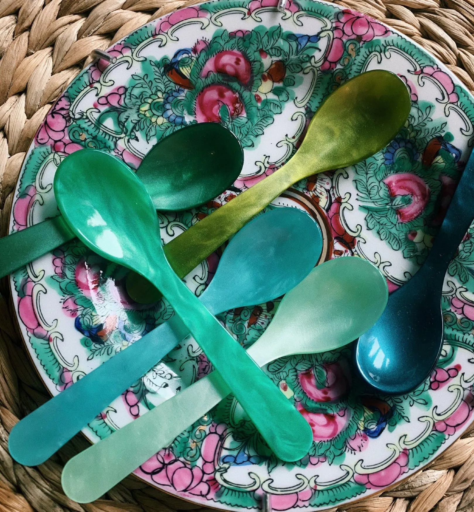 Green Acrylic Teaspoon Set