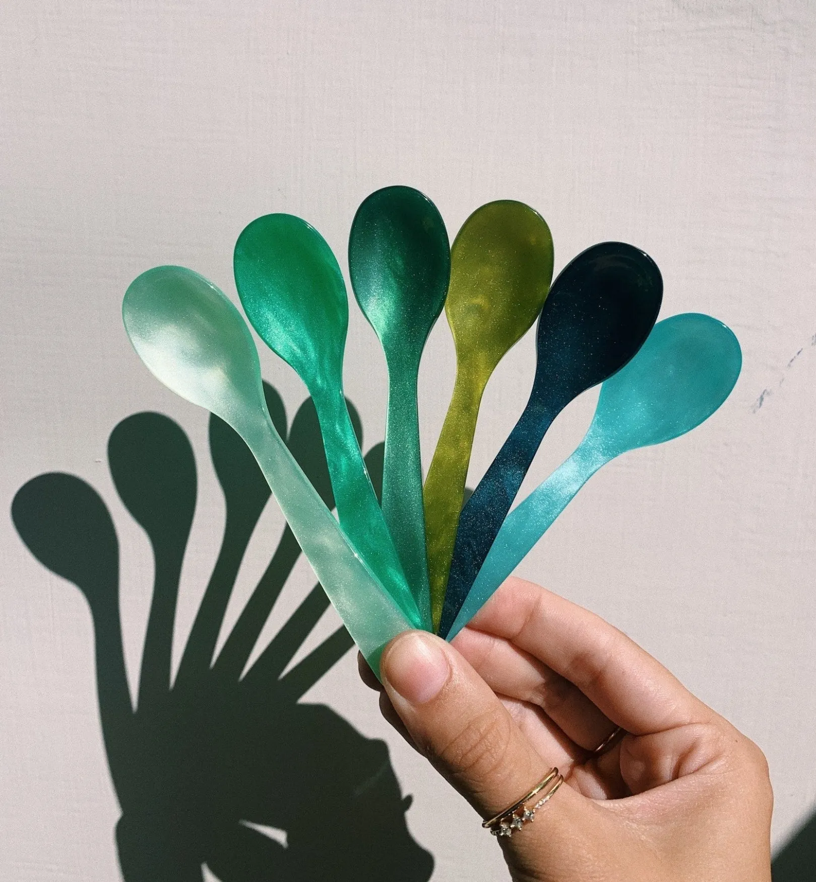 Green Acrylic Teaspoon Set
