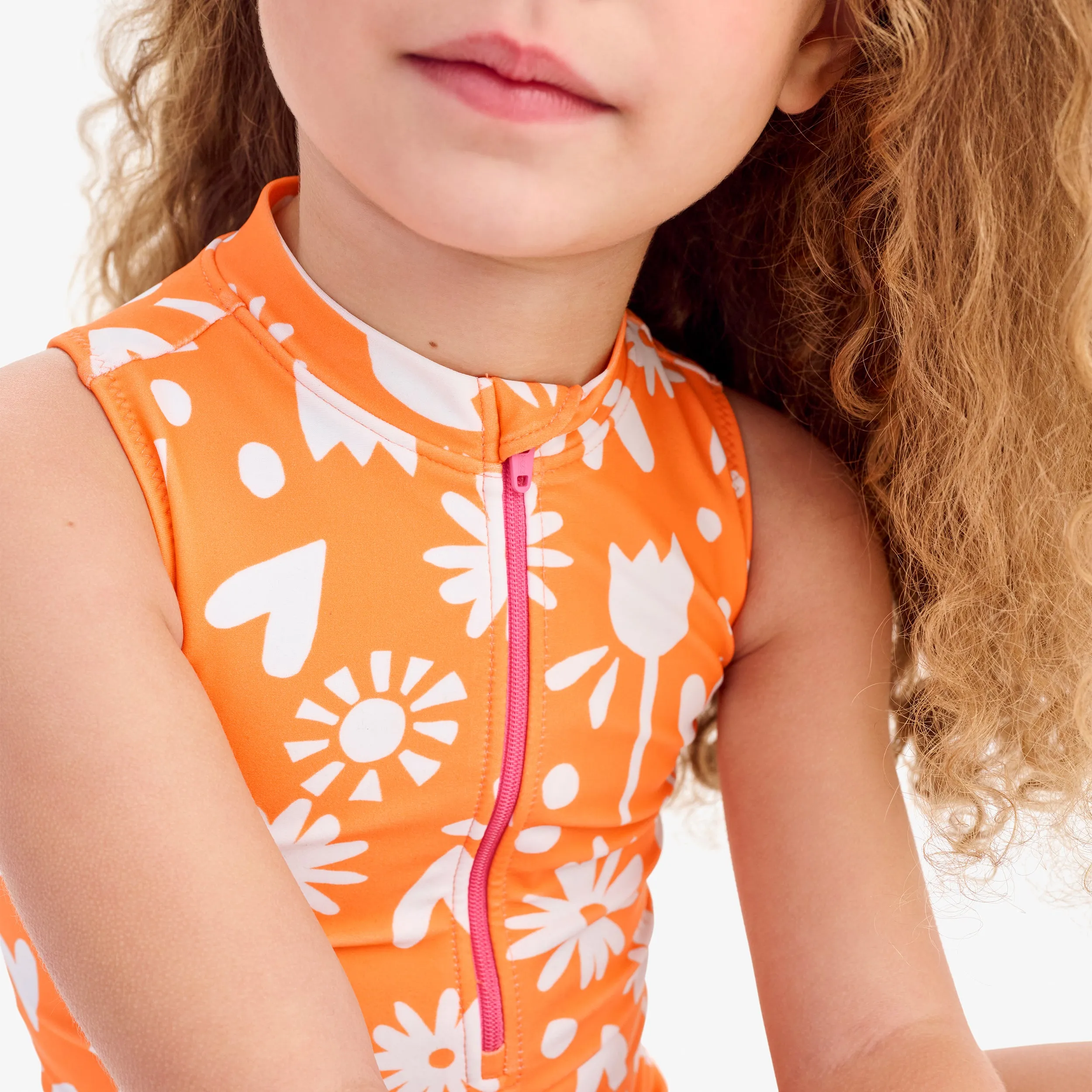Half-zip swimsuit in garden party