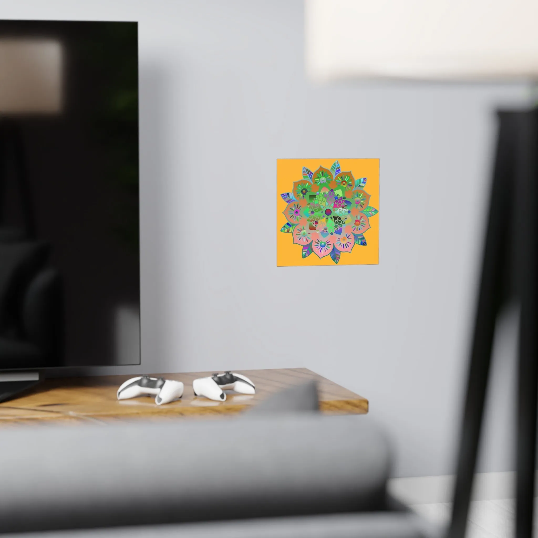 Handmade Bright Mandala Design Poster - Light Orange