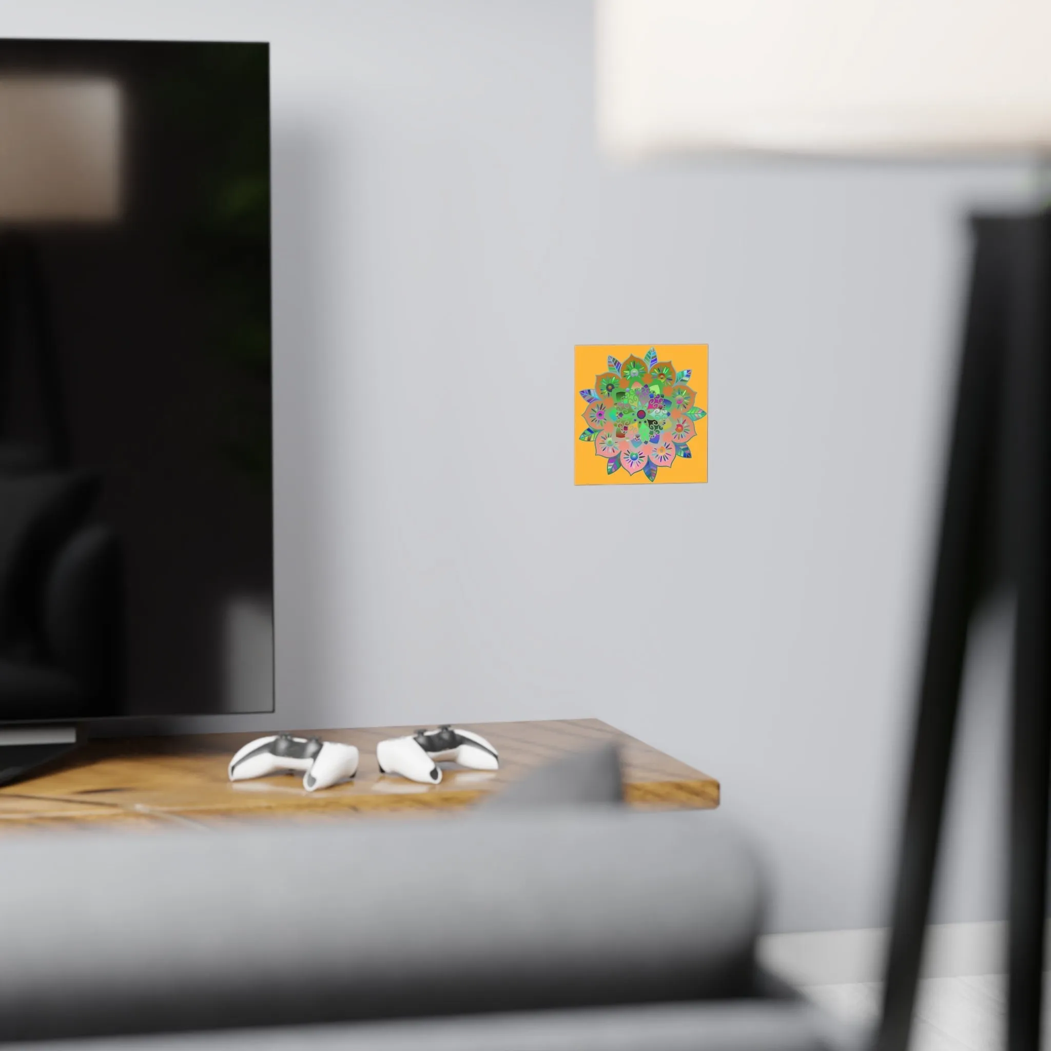 Handmade Bright Mandala Design Poster - Light Orange