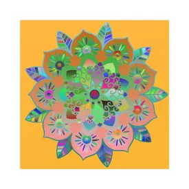 Handmade Bright Mandala Design Poster - Light Orange
