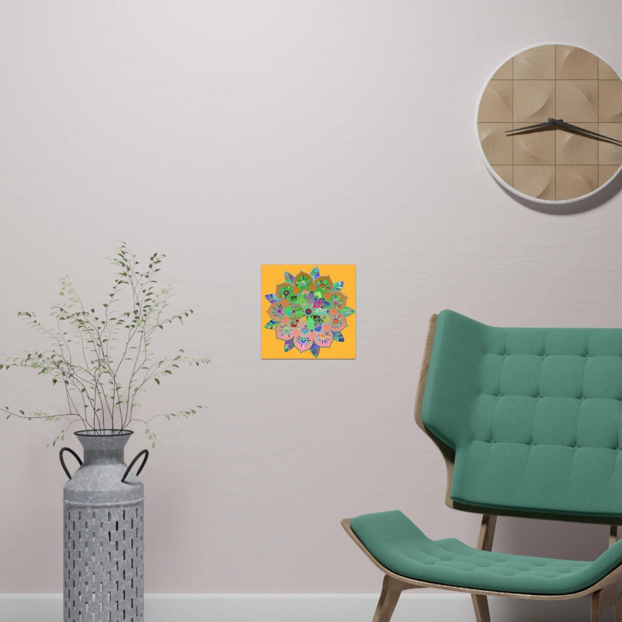 Handmade Bright Mandala Design Poster - Light Orange