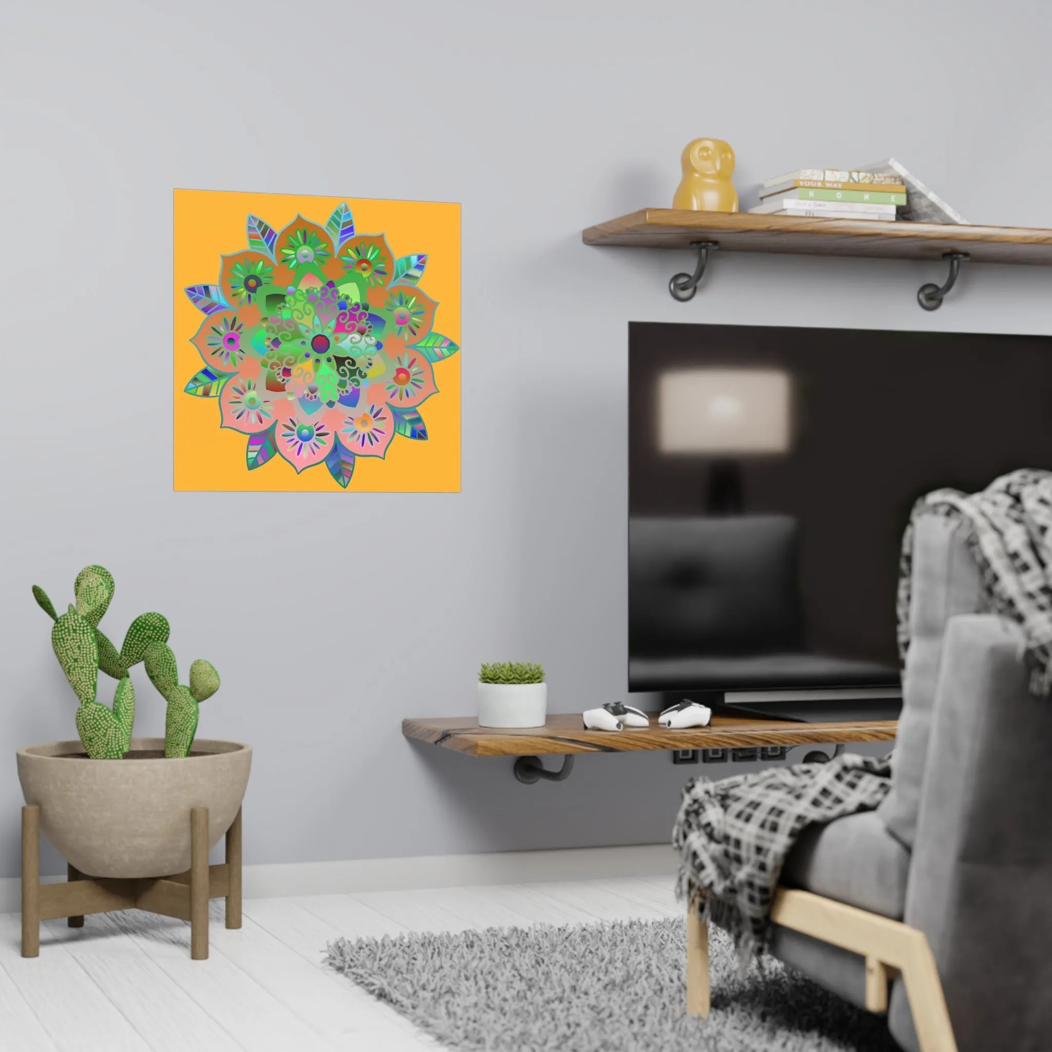 Handmade Bright Mandala Design Poster - Light Orange