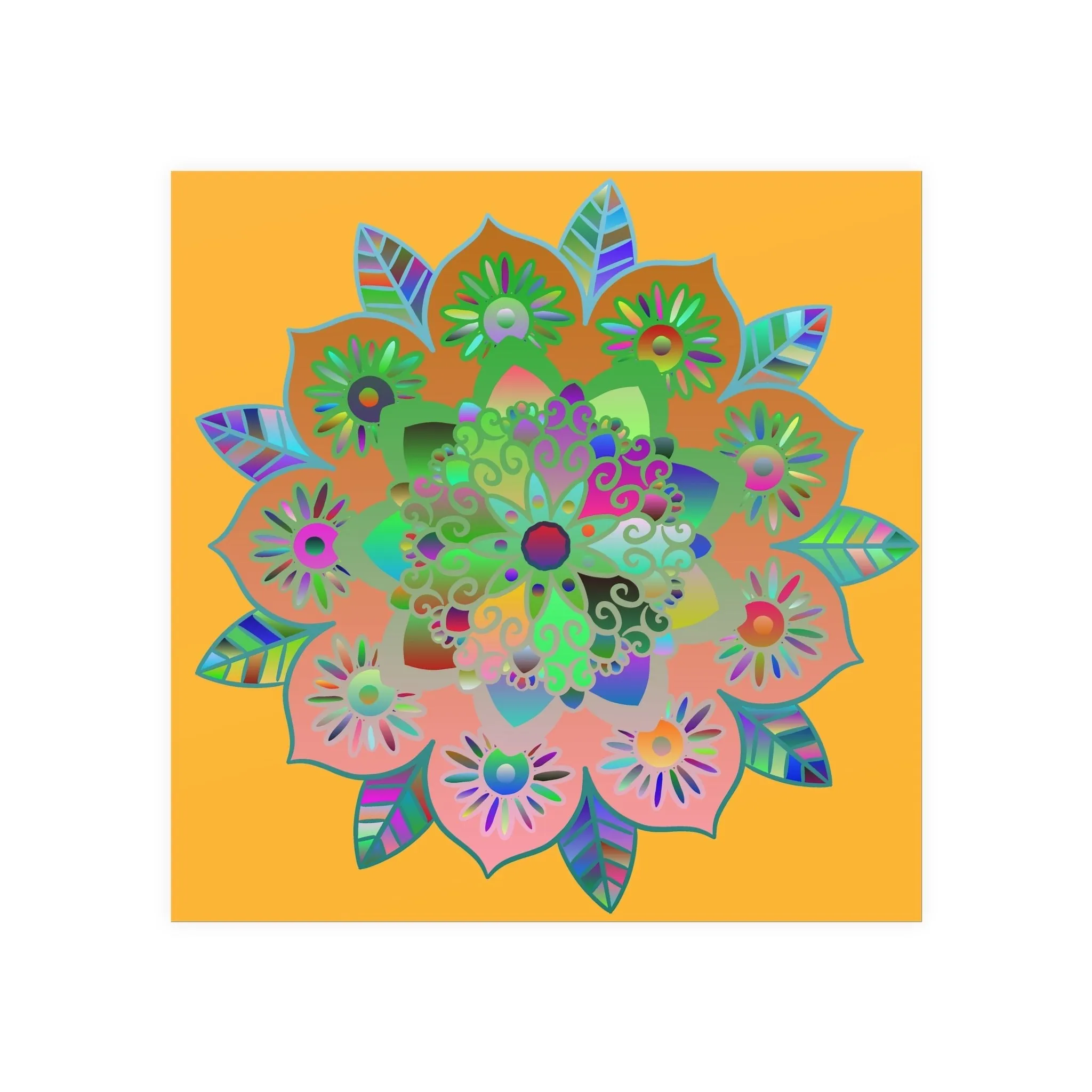 Handmade Bright Mandala Design Poster - Light Orange