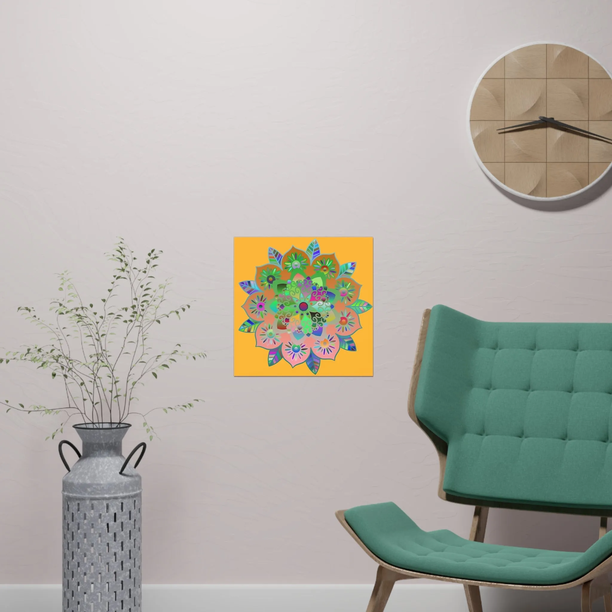 Handmade Bright Mandala Design Poster - Light Orange