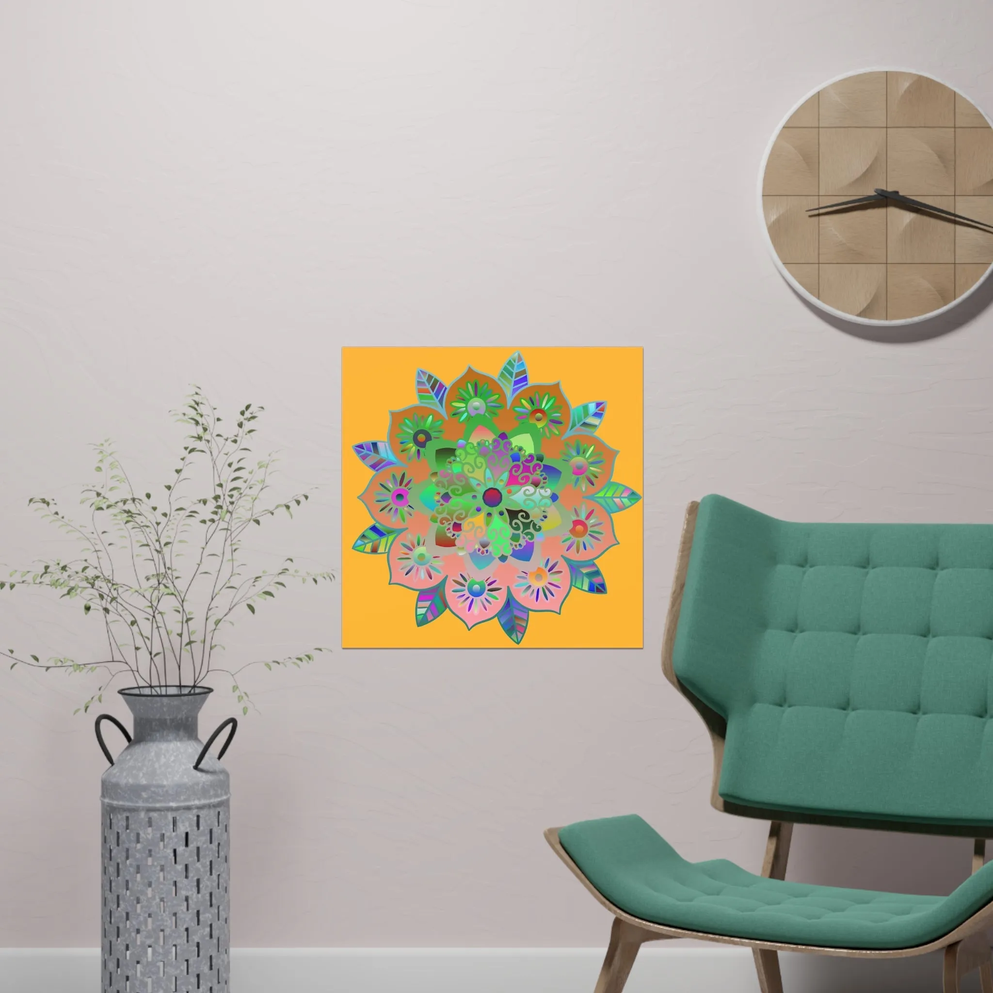 Handmade Bright Mandala Design Poster - Light Orange