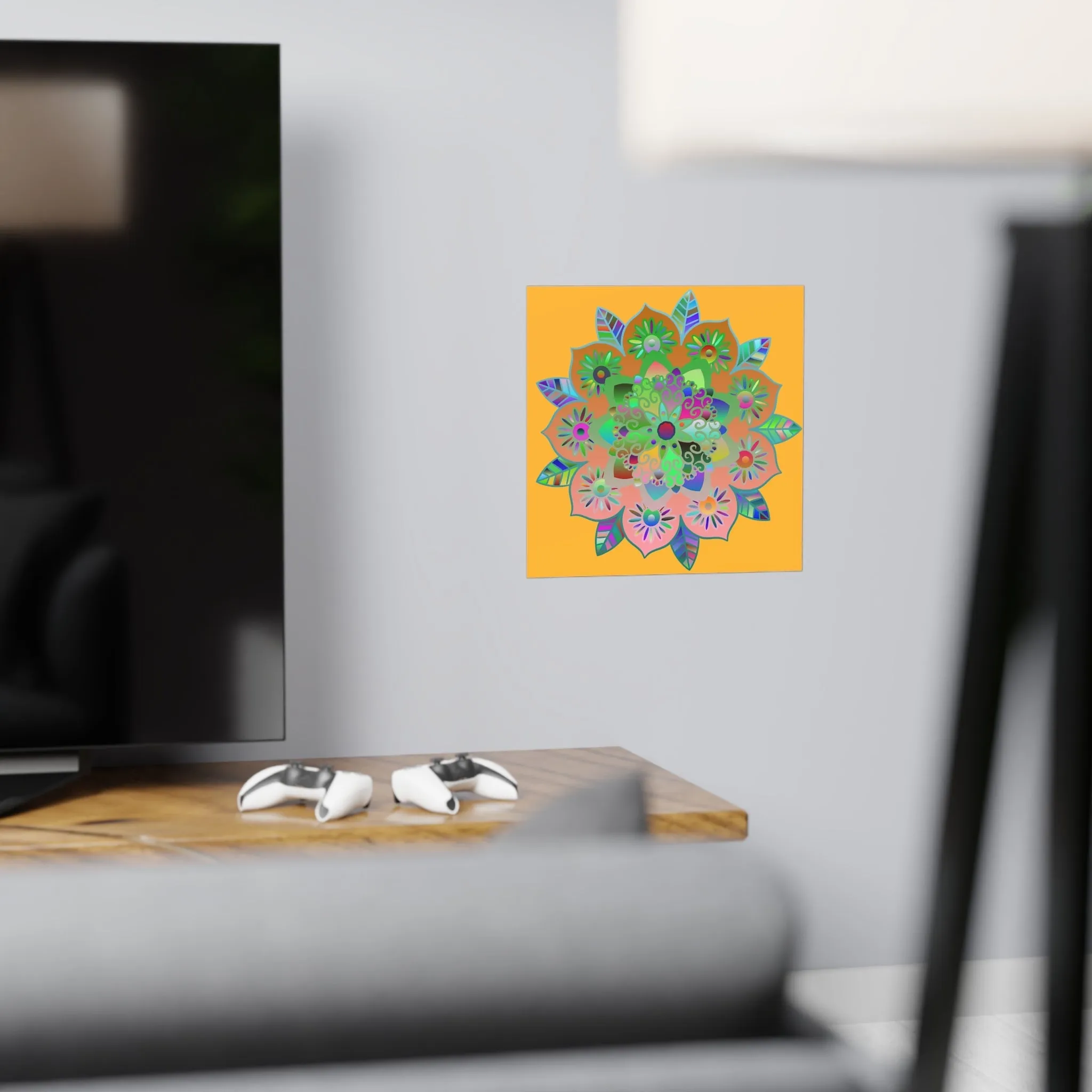 Handmade Bright Mandala Design Poster - Light Orange