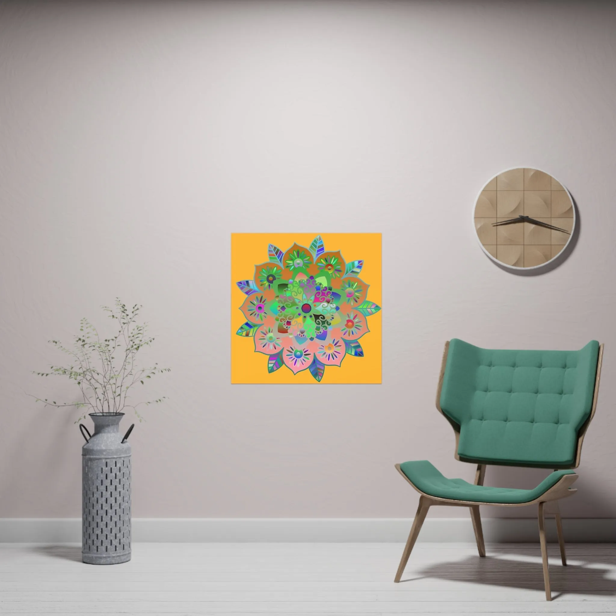 Handmade Bright Mandala Design Poster - Light Orange
