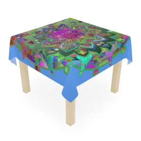 Handmade Mandala Design Light Blue Tablecloth - Square
