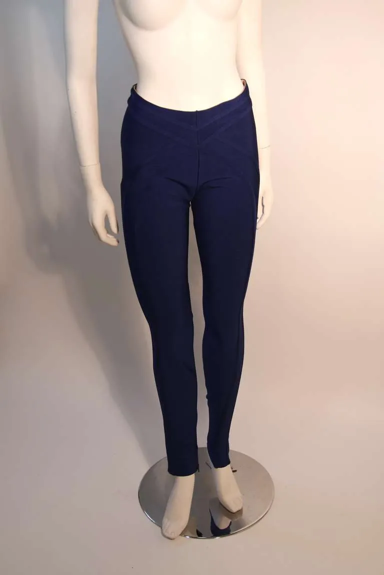HERVE LEGER Gray Bandage Zip Top and Blue Leggings Size M