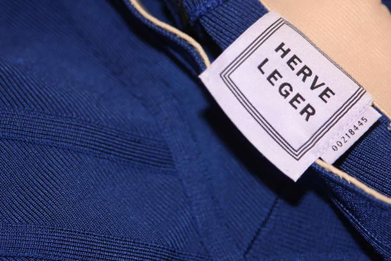 HERVE LEGER Gray Bandage Zip Top and Blue Leggings Size M