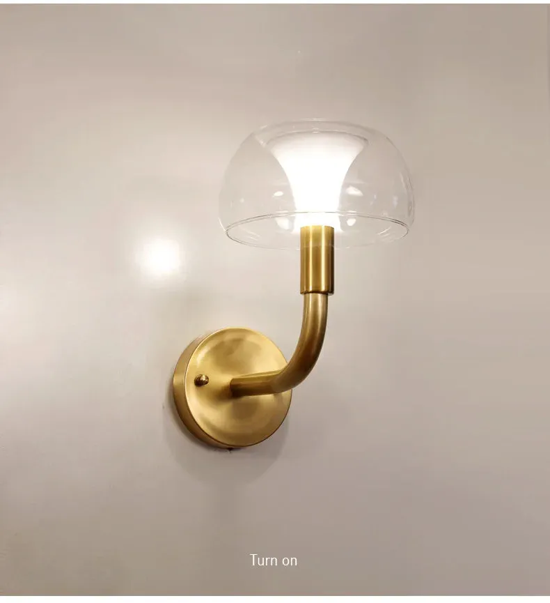 IWP Mushroom Modern Nordic Golden Copper Wall Lamp