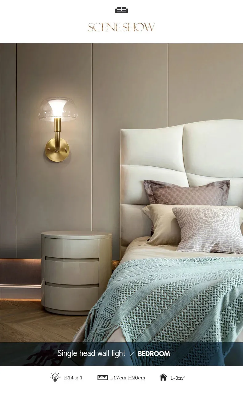 IWP Mushroom Modern Nordic Golden Copper Wall Lamp