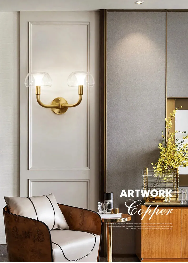 IWP Mushroom Modern Nordic Golden Copper Wall Lamp