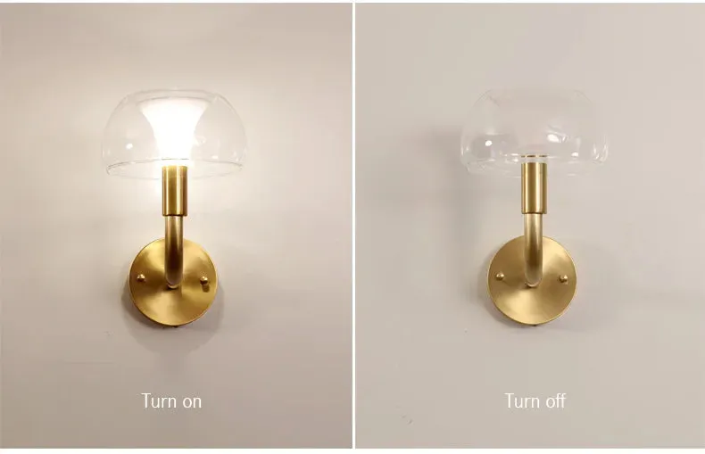 IWP Mushroom Modern Nordic Golden Copper Wall Lamp