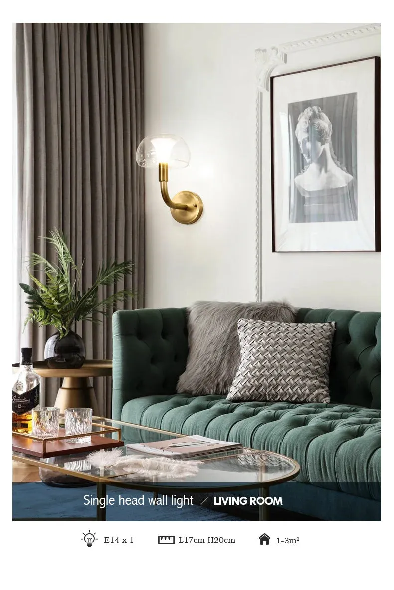 IWP Mushroom Modern Nordic Golden Copper Wall Lamp