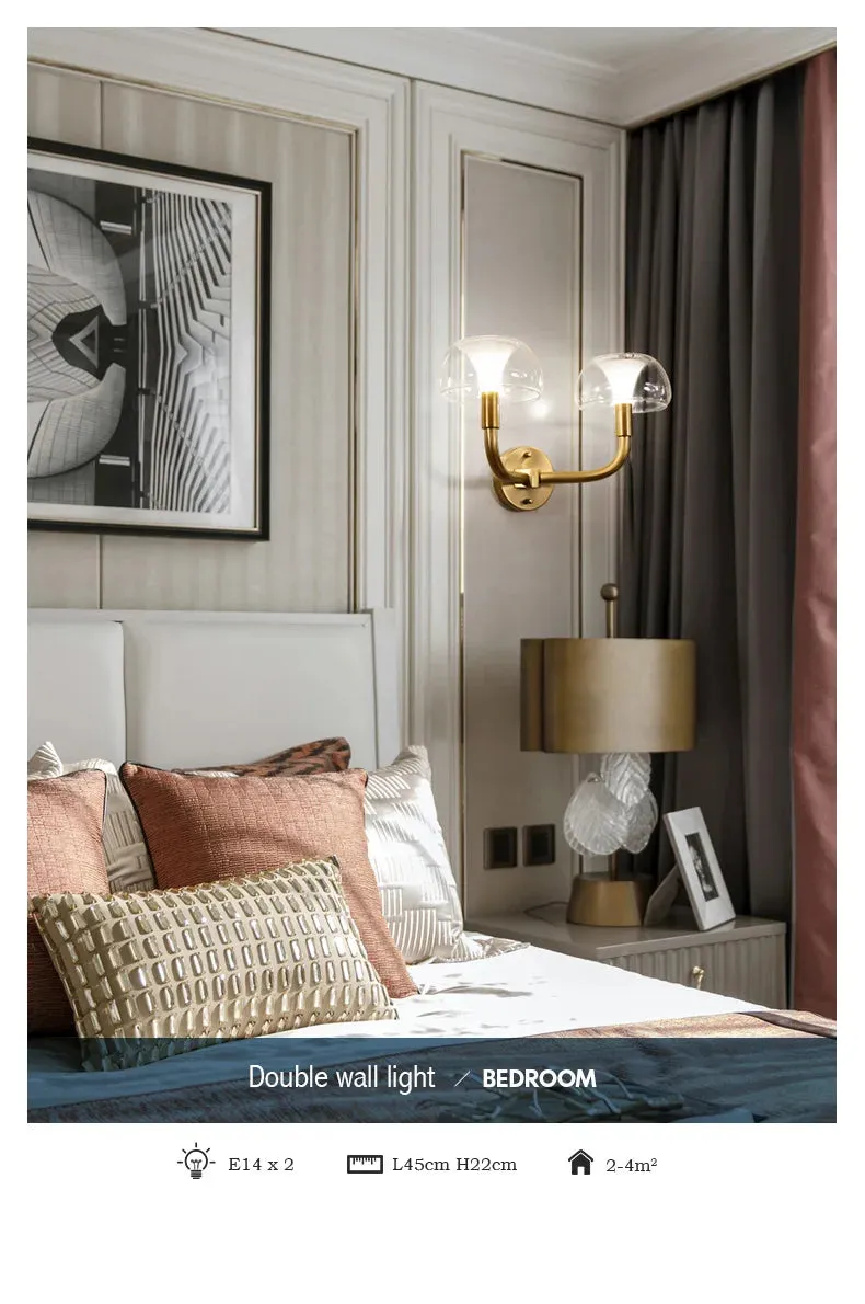IWP Mushroom Modern Nordic Golden Copper Wall Lamp
