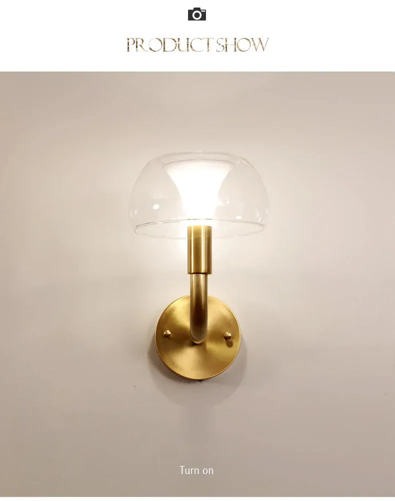 IWP Mushroom Modern Nordic Golden Copper Wall Lamp